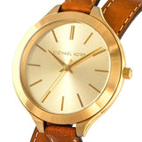 Buy Shop Michael Kors Runway Gold Dial Brown Leather Strap Watch For Women - MK2256 USA Online