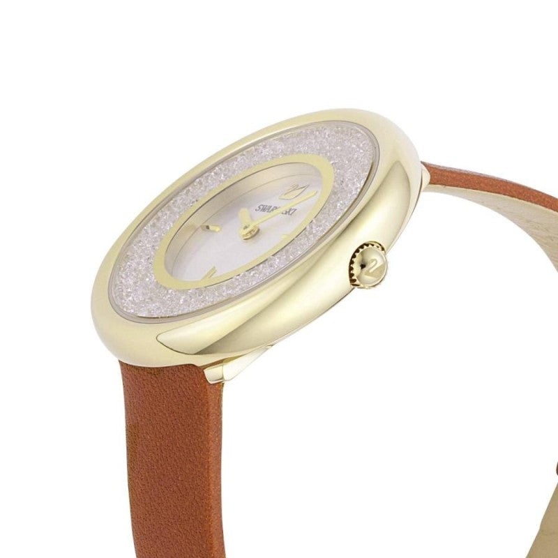 Buy Shop Swarovski Crystalline Pure White Dial Brown Leather Strap Watch for Women - 5275040 USA Online