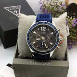 Buy Shop Guess Fleet Chronograph Black Dial Blue Rubber Strap Watch for Men - W0971G2 USA Online