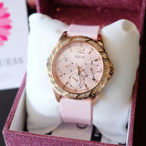 Buy Shop Guess Sparkling Diamonds Pink Dial Pink Rubber Strap Watch for Women - W0032L9 USA Online