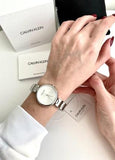 Buy Shop Calvin Klein Minimal White Dial Silver Mesh Bracelet Watch for Women - K3M5215X USA Online