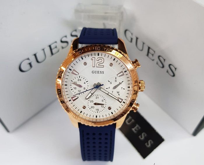 Buy Shop Guess Marina Multifunction White Dial Blue Rubber Strap Watch for Women - W1025L4 USA Online