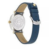 Versace  V-Circle Black Dial Blue Leather Strap Watch for Men - VEBQ01419