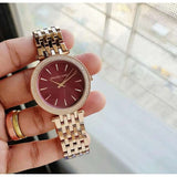 Buy Shop Michael Kors Darci Red DIal Rose Gold Stainless Steel Strap Watch for Women - MK3378 USA Online