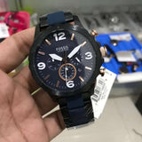 Buy Shop Fossil Nate Chronograph Blue Dial Two Tone Steel Strap Watch for Men - JR1494 USA Online