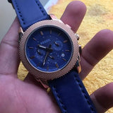 Buy Shop Fossil Machine Chronograph Blue Dial Blue Leather Strap Watch for Men - FS5262 USA Online