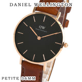 Buy Shop Daniel Wellington Petite St Mawes Black Dial Brown Leather Strap Watch For Women - DW00100169 USA Online