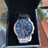 Buy Shop Emporio Armani Renato Chronograph Blue Dial Two Tone Steel Strap Watch For Men - AR80025 USA Online
