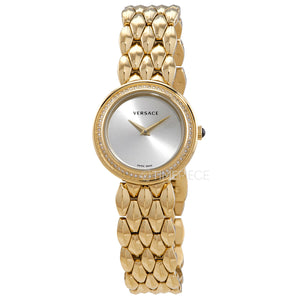 Buy Shop Versace V Flare Diamonds Silver Dial Gold Steel Strap Watch for Women - VEBN00918 USA Online