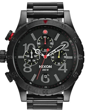 Buy Shop Nixon 48-20 Chrono Black Dial Black Steel Strap Watch for Men - A486-1320 USA Online