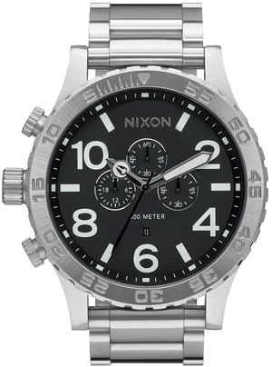Buy Shop Nixon 51-30 Chrono Black Dial Silver Steel Strap Watch for Men - A083-000 USA Online