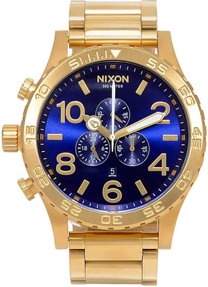 Buy Shop Nixon 51-30 Chrono Blue Dial Gold Steel Strap Watch for Men - A083-2735 USA Online