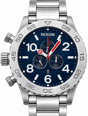 Buy Shop Nixon 51-30 Chrono Blue Dial Silver Steel Strap Watch for Men - A083-307 USA Online