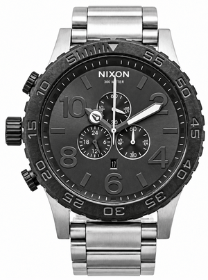 Buy Shop Nixon 51-30 Chrono Grey Dial Silver Steel Strap Watch for Men - A083-1762 USA Online