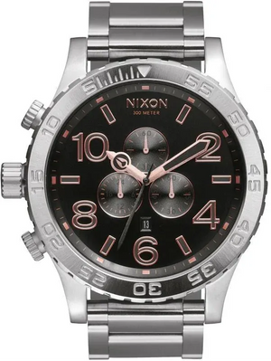 Buy Shop Nixon 51-30 Chrono Grey Dial Silver Steel Strap Watch for Men - A083-2064 USA Online