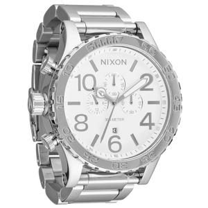 Buy Shop Nixon 51-30 Chrono Silver Dial Silver Steel Strap Watch for Men - A083-488 USA Online