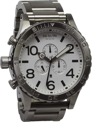 Buy Shop Nixon 51-30 Chrono White Dial Silver Steel Strap Watch for Men - A083-100 USA Online