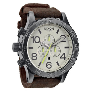 Buy Shop Nixon 51-30 Chronograph Beige Dial Brown Leather Strap Watch for Men - A124-1388 USA Online