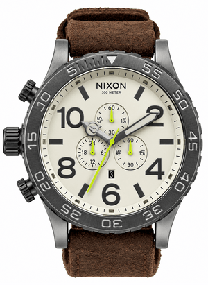 Buy Shop Nixon 51-30 Chronograph Beige Dial Brown Leather Strap Watch for Men - A124-1388 USA Online