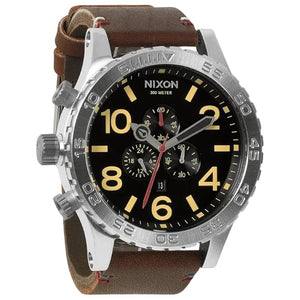 Buy Shop Nixon 51-30 Chronograph Black Dial Brown Leather Strap Watch for Men - A124-019 USA Online