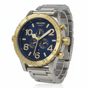 Buy Shop Nixon 51-30 Chronograph Blue Dial Silver Steel Strap Watch for Men - A083-1922 USA Online