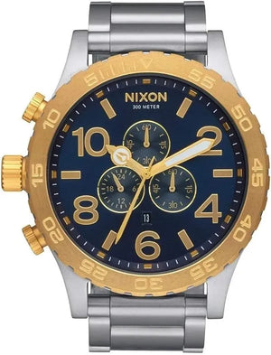 Buy Shop Nixon 51-30 Chronograph Blue Dial Silver Steel Strap Watch for Men - A083-1922 USA Online