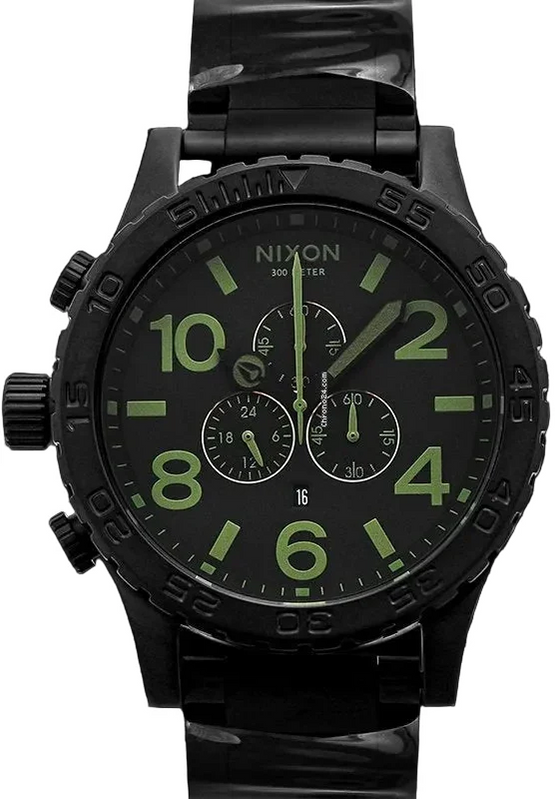 Nixon 51-30 Chrono Black Dial Black Steel Strap Watch for Men - A083-1042