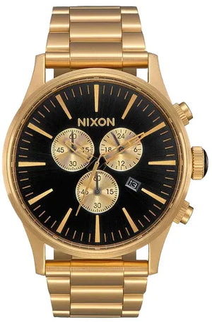 Buy Shop Nixon Sentry Chrono Black Dial Gold Steel Strap Watch for Men - A386-510 USA Online
