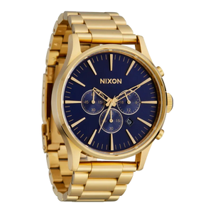 Buy Shop Nixon Sentry Chrono Blue Dial Gold Steel Strap Watch for Men - A386-1922 USA Online