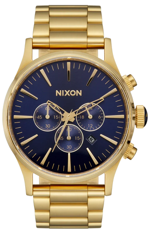 Buy Shop Nixon Sentry Chrono Blue Dial Gold Steel Strap Watch for Men - A386-1922 USA Online