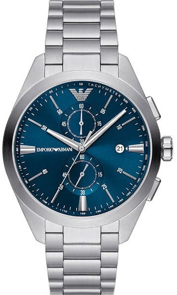 Buy Shop Emporio Armani Claudio Chronograph Blue Dial Silver Steel Strap Watch For Men - AR11541 USA Online