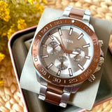 Buy Shop Fossil Bannon Multifunction Brown Dial Two Tone Steel Strap Watch for Men - BQ2502 USA Online
