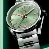 Buy Shop Tag Heuer Carrera Date Automatic 18K Green Dial Silver Steel Strap Watch for Women - WBN2312.BA0001 USA Online