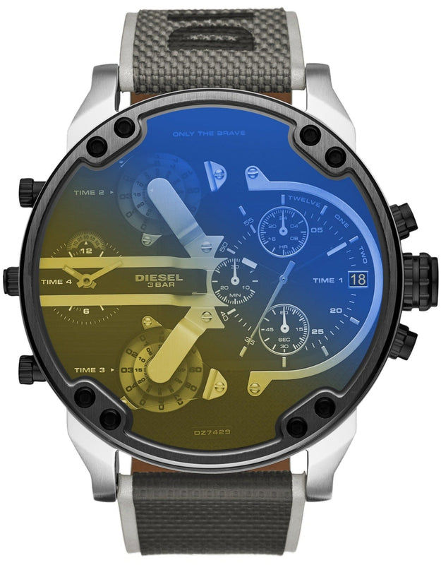 Buy Shop Diesel Mr. Daddy 2.0 Chronograph Black Dial Grey Nylon Strap Watch For Men - DZ7429 USA Online