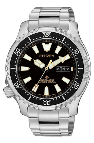 Citizen Promaster 200M Diver Fugu Asian Limited Edition Black Dial Silver Steel Strap Watch For Men - NY0090-86E