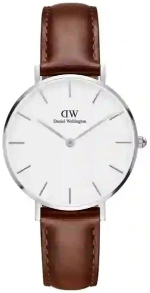Buy Shop Daniel Wellington Classic Petite St Mawes White Dial Brown Leather Strap Watch For Women - DW00100187 USA Online