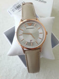 Buy Shop Emporio Armani Classic Quartz Silver Dial Beige Leather Strap Watch For Men - AR2464 USA Online
