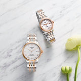 Buy Shop Tissot Le Locle Automatic Diamonds Mother of Pearl White Dial Two Tone Steel Strap Watch For Women - T006.207.22.116.00 USA Online