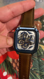Buy Shop Fossil Inscription Automatic Skeleton Blue Dial Brown Leather Strap Watch for Men - BQ2571 USA Online