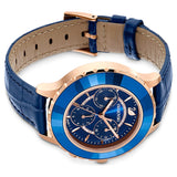 Swarovski Octea Lux Chrono Blue Dial Blue Leather Strap Watch for Women - 5563480