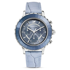 Buy Shop Swarovski Octea Lux Chrono Blue Dial Blue Leather Strap Watch for Women - 5580600 USA Online