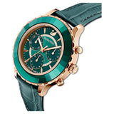 Swarovski Octea Lux Chrono Emerald Green Dial Green Leather Strap Watch for Women - 5452498