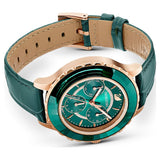 Swarovski Octea Lux Chrono Emerald Green Dial Green Leather Strap Watch for Women - 5452498