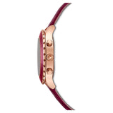 Swarovski Octea Lux Chrono Red Dial Red Leather Strap Watch for Women - 5547642