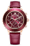 Swarovski Octea Lux Chrono Red Dial Red Leather Strap Watch for Men - 5646975