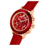 Swarovski Octea Lux Chrono Red Dial Red Leather Strap Watch for Men - 5646975