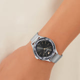 Buy Shop Swarovski Octea Nova Black Dial Silver Mesh Bracelet Watch for Women - 5430420 USA Online
