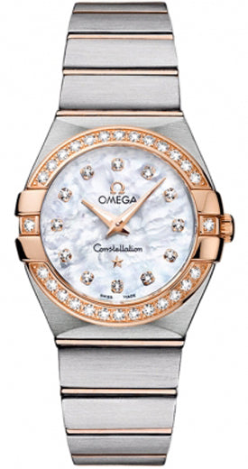 Buy Shop Omega Constellation Diamonds Mother of Pearl Dial Two Tone Steel Strap Watch for Women - 123.25.27.60.55.006 USA Online