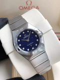 Buy Shop Omega Constellation Manhattan Quartz Diamonds Blue Dial Silver Steel Strap Watch for Women - 131.10.25.60.53.001 USA Online