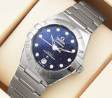 Buy Shop Omega Constellation Manhattan Quartz Diamonds Blue Dial Silver Steel Strap Watch for Women - 131.10.25.60.53.001 USA Online